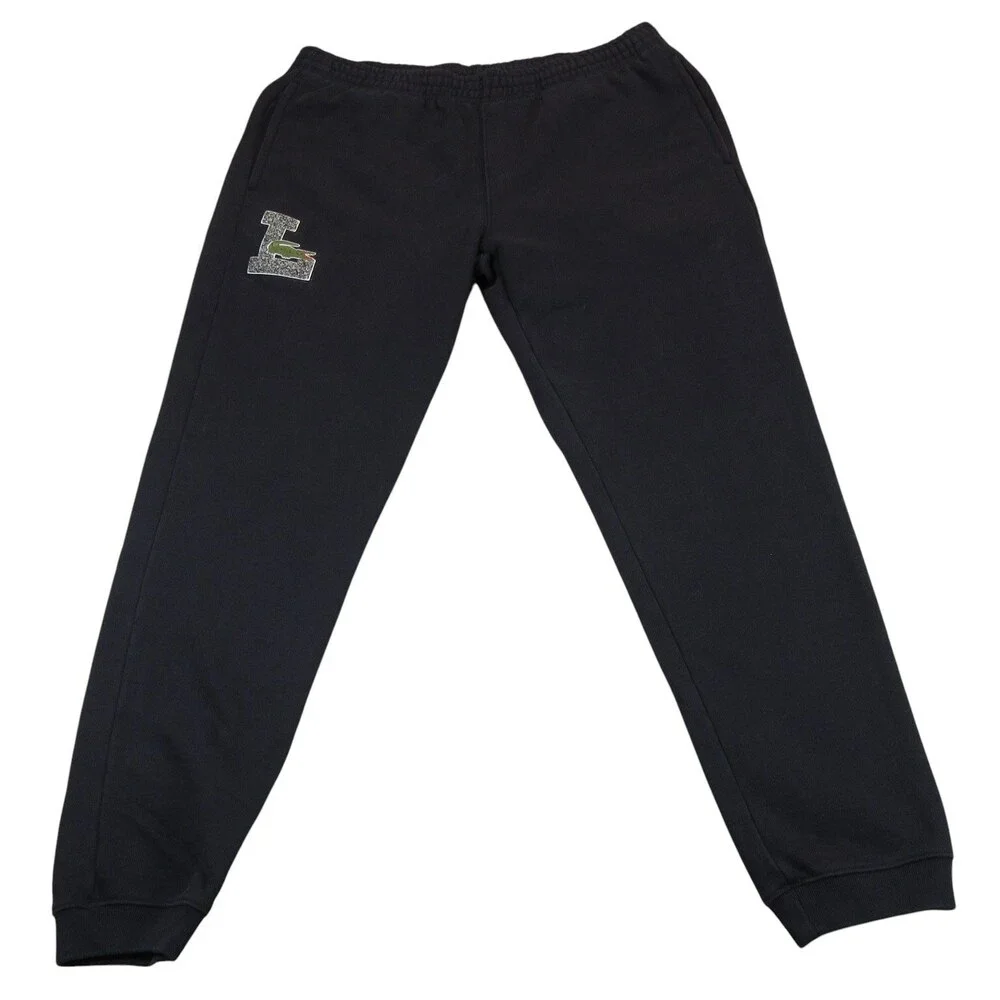 Lacoste Mens Jogger Pants‎ 2XL Navy Blue Big Croc Logo Drawstring Elastic Waist